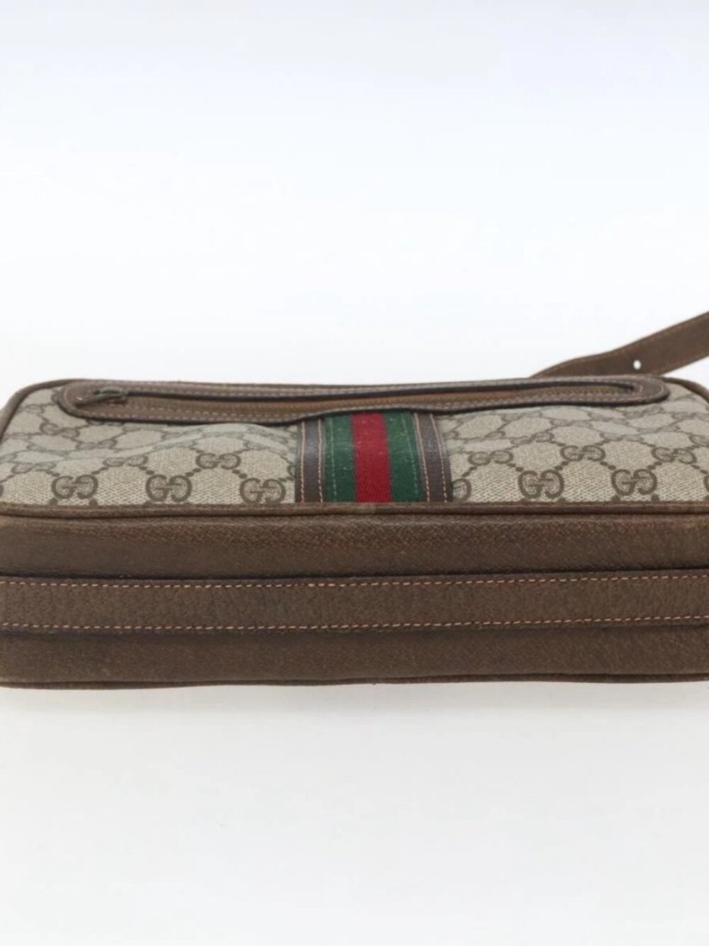 GUCCI GG Supreme Web Sherry Line Shoulder Bag PVC Beige Auth 161685 - Picture 7 of 16